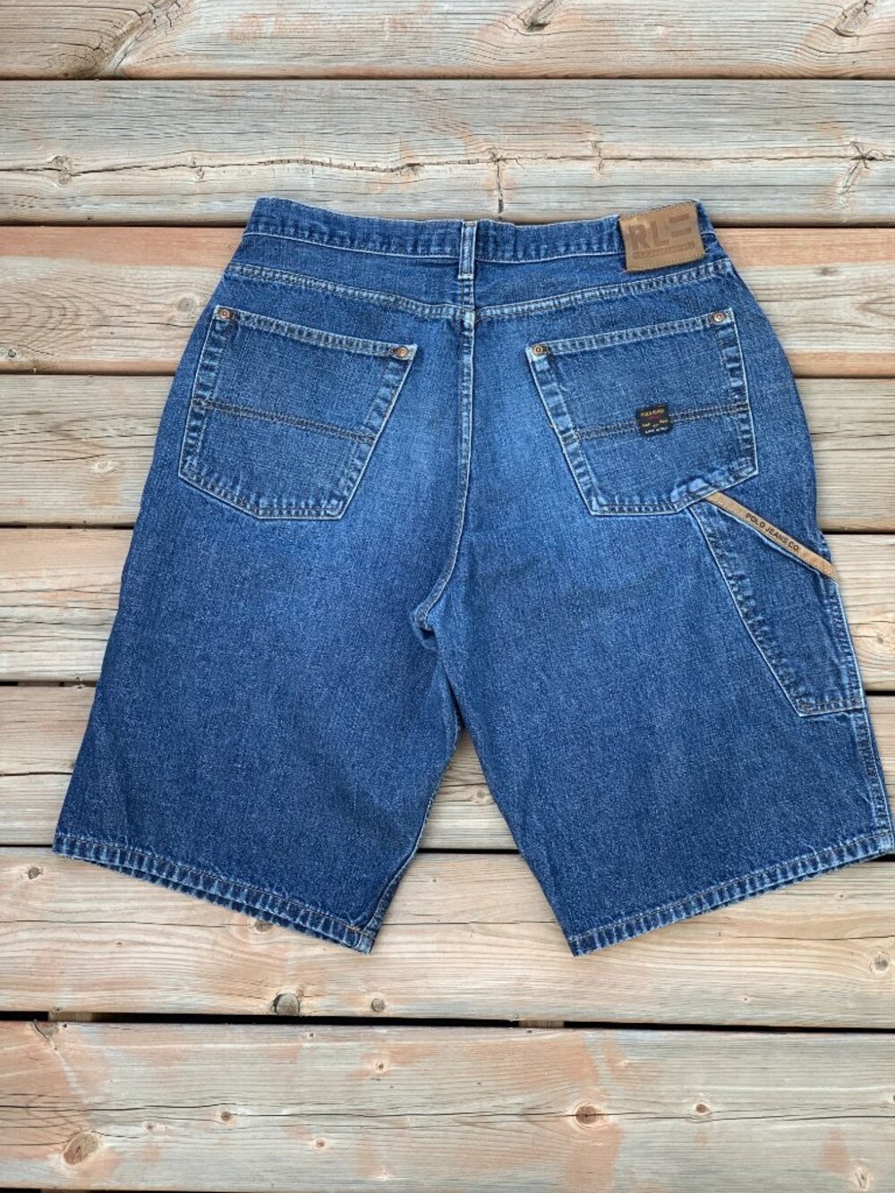 Vintage Polo Jeans Ralph Lauren Shorts 33 C-5 Carpenter Jorts Medium Wash Denim